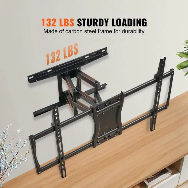 Alt view image 9 of 14 - VEVOR Full Motion TV Mount Fits for Most 37-75 inch TVs, Swivel Tilt Horizontal Adjustment TV Wall Mount Bracket with 4 Articulating Arms, Max VESA 600x400mm, Holds up to 132 lbs
