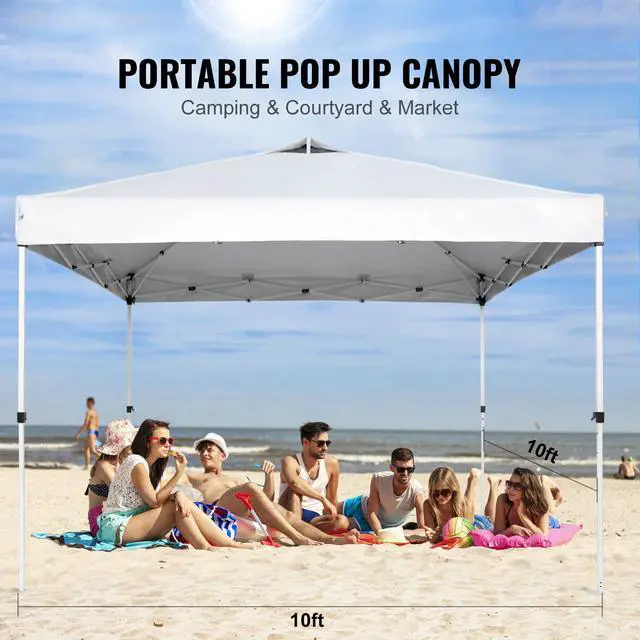 Alt view image 10 of 15 - VEVOR Pop Up Canopy Tent, 10 x 10 ft, 250 D PU Silver Coated Tarp, with Portable Roller Bag and 4 Sandbags, Waterproof and Sun Shelter Gazebo for Outdoor Party, Camping, Commercial Events, White