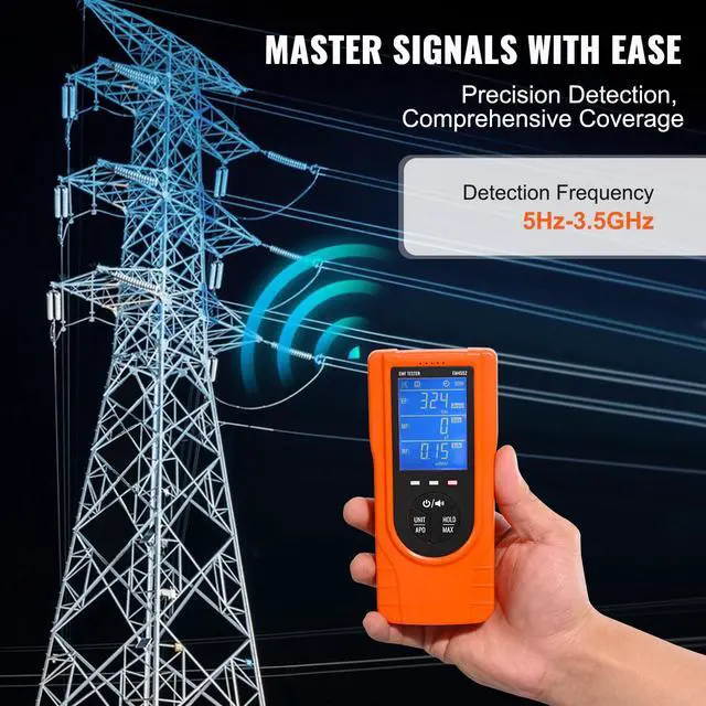 Alt view image 10 of 14 - VEVOR 3-in-1 EMF Meter, 5Hz - 3.5GHz, Handheld Rechargeable Electromagnetic Field Radiation Detector, Digital LCD EMF Tester for EF MF RF Home Inspections Outdoor Ghost Hunting Paranormal Equipment