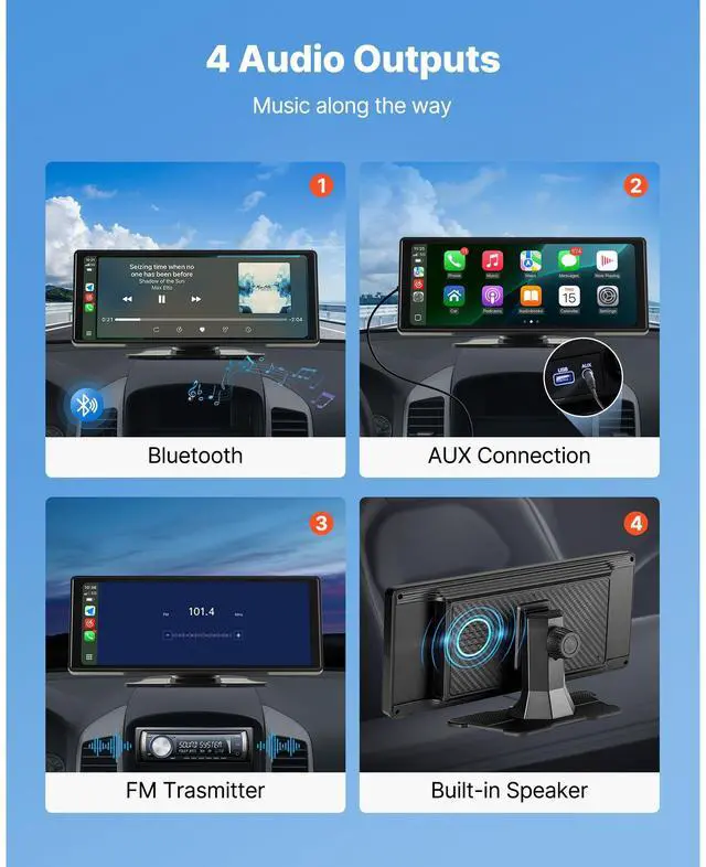 Alt view image 11 of 14 - Car Stereo Radio CarPlay Touchscreen 10 in Apple Android Auto Bluetooth