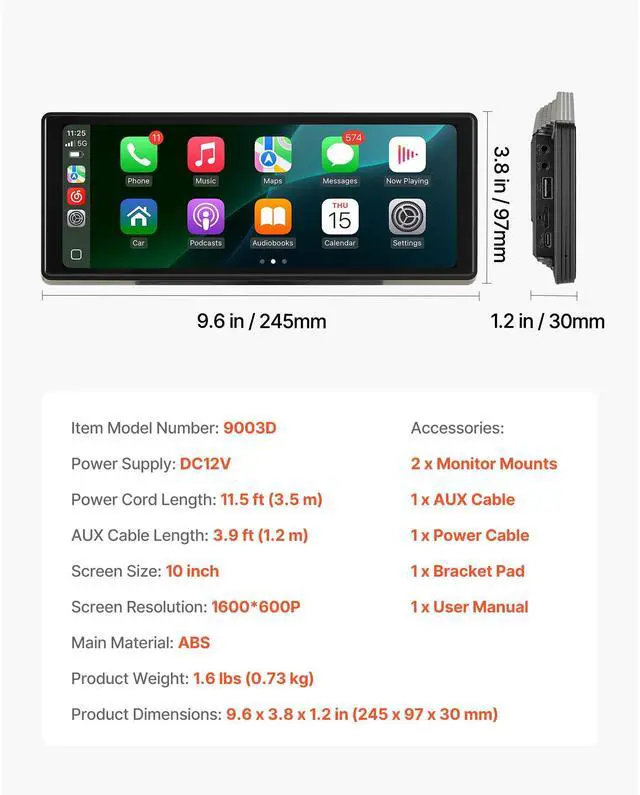 Alt view image 14 of 14 - Car Stereo Radio CarPlay Touchscreen 10 in Apple Android Auto Bluetooth