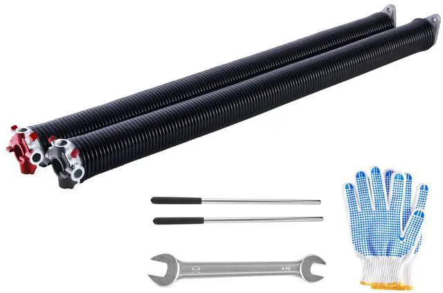 Alt view image 2 of 8 - VEVOR Garage Door Torsion Springs, Pair of 0.234 x 2 x 31 in, 16000 Cycles, Electrophoresis Black Coated for Replacement, Garage Door Springs with Non-Slip Winding Bars, Gloves and Mounting Wrench