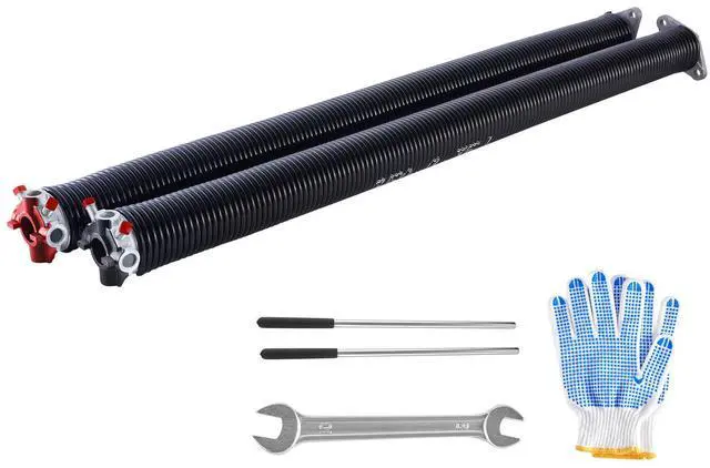 Alt view image 2 of 8 - VEVOR Garage Door Torsion Springs, Pair of 0.250 x 2 x 35 in, 16000 Cycles, Electrophoresis Black Coated for Replacement, Garage Door Springs with Non-Slip Winding Bars, Gloves and Mounting Wrench