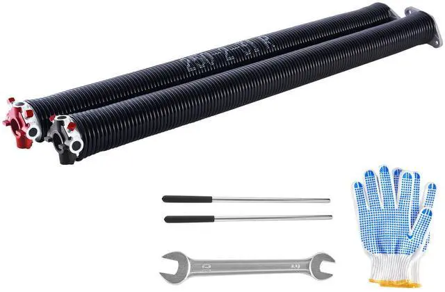 Alt view image 2 of 8 - VEVOR Garage Door Torsion Springs, Pair of 0.25 x 2 x 31 in, 16000 Cycles, Electrophoresis Black Coated for Replacement, Garage Door Springs with Non-Slip Winding Bars, Gloves and Mounting Wrench