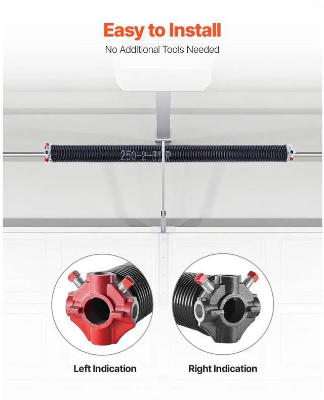 Alt view image 6 of 8 - VEVOR Garage Door Torsion Springs, Pair of 0.25 x 2 x 31 in, 16000 Cycles, Electrophoresis Black Coated for Replacement, Garage Door Springs with Non-Slip Winding Bars, Gloves and Mounting Wrench