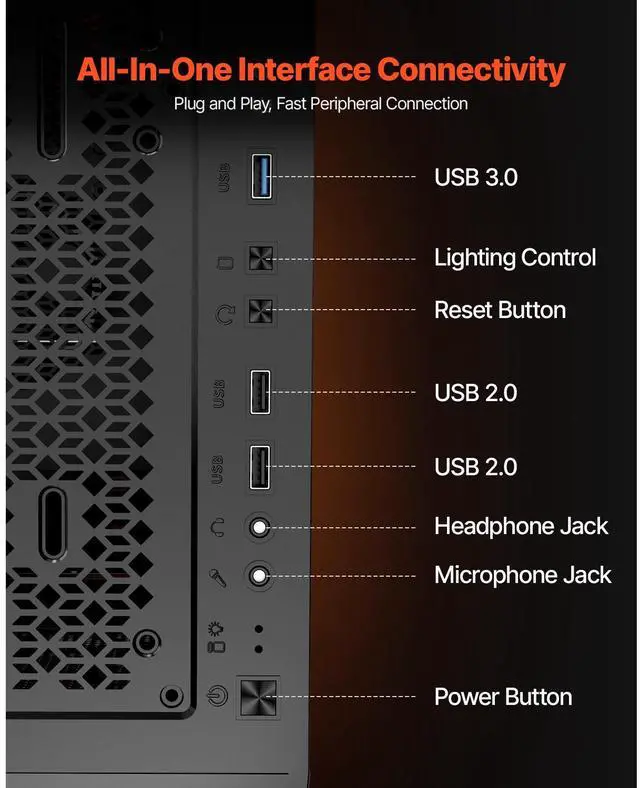 Alt view image 13 of 14 - PC Case Full-Tower Gaming Computer Case with 3 PWM Fans for E-ATX Motherboard