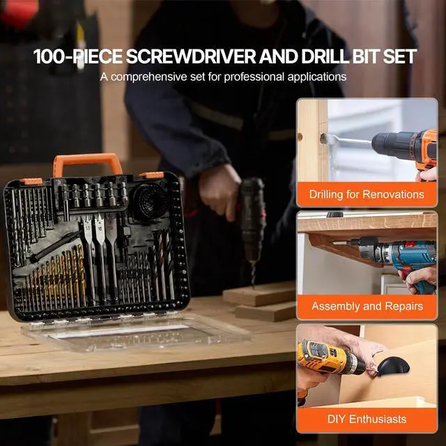 Alt view image 4 of 9 - VEVOR Drill Bit Set 100PCS Screwdriver Bit Set with Carrying Case Multi-purpose