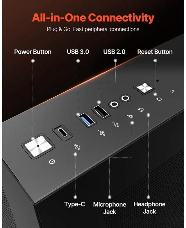 Alt view image 12 of 14 - Mid-Tower PC Case Dual Chamber Gaming Computer Case for ATX Motherboard No Fan