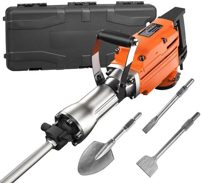 Alt view image 9 of 15 - VEVOR Demolition Jack Hammer Concrete Breaker 2200W Electric Hammer 6 Chisel Bits