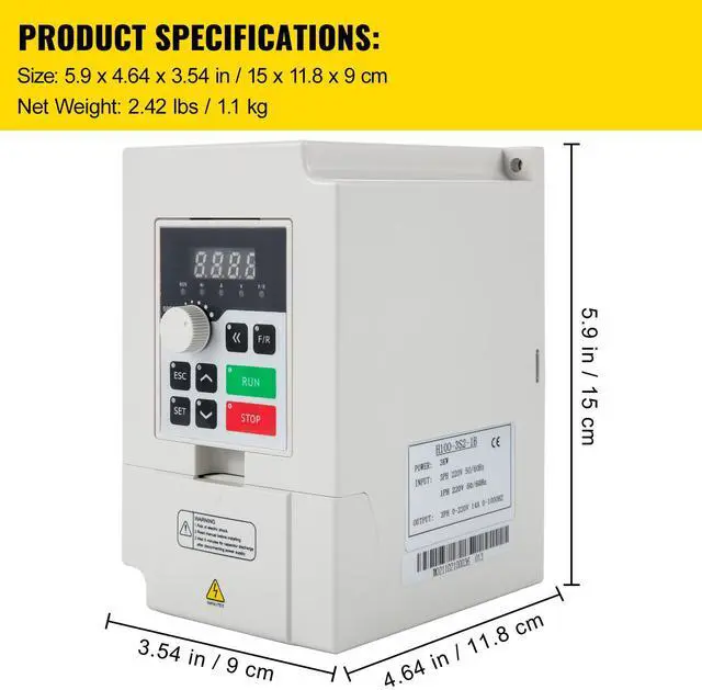 Alt view image 15 of 15 - VEVOR Variable Frequency Drive, AC 220V Input 3KW Variable Frequency CNC Drive Inverter Converter, VFD 4HP 1 or 3 Phase Input, 3 Phase Output, CNC Motor Inverter Converter for Motor Speed Control