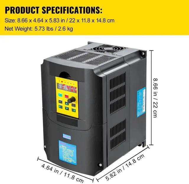 Alt view image 15 of 15 - VEVOR Variable Frequency Drive, AC 220V Input 4KW Variable Frequency CNC Drive Inverter Converter, VFD 5.5HP 1 or 3 Phase Input, 3 Phase Output, CNC Motor Inverter Converter for Motor Speed Control