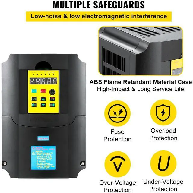 Alt view image 12 of 15 - VEVOR Variable Frequency Drive, AC 220V Input 4KW Variable Frequency CNC Drive Inverter Converter, VFD 5.5HP 1 or 3 Phase Input, 3 Phase Output, CNC Motor Inverter Converter for Motor Speed Control