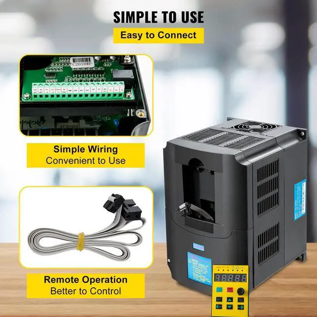 Alt view image 14 of 15 - VEVOR Variable Frequency Drive, AC 220V Input 4KW Variable Frequency CNC Drive Inverter Converter, VFD 5.5HP 1 or 3 Phase Input, 3 Phase Output, CNC Motor Inverter Converter for Motor Speed Control