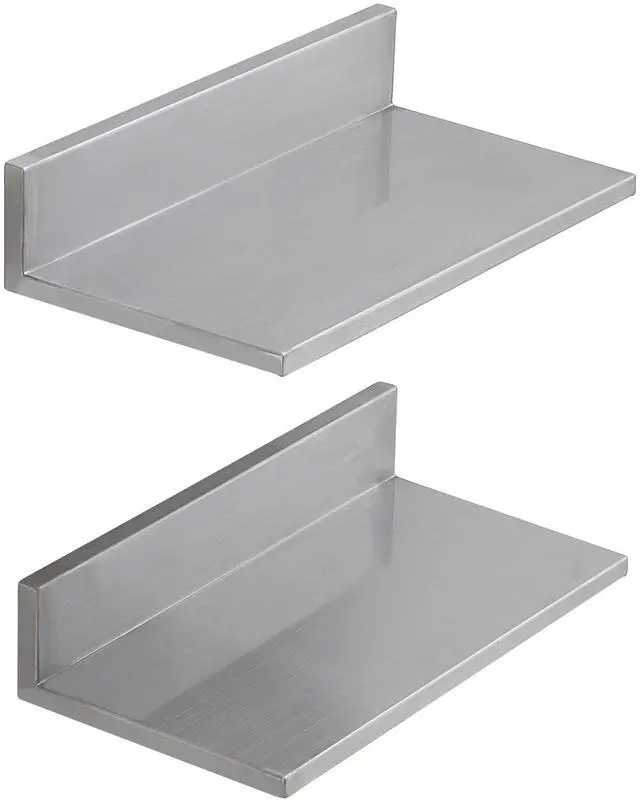 Alt view image 8 of 14 - VEVOR 8.6" x 16" Stainless Steel Shelf, Wall Mounted Floating Shelving with Backsplash, 44 lbs Load Capacity Commercial Shelves, Heavy Duty Storage Rack for Restaurant, Kitchen, Bar, Home, and Hotel