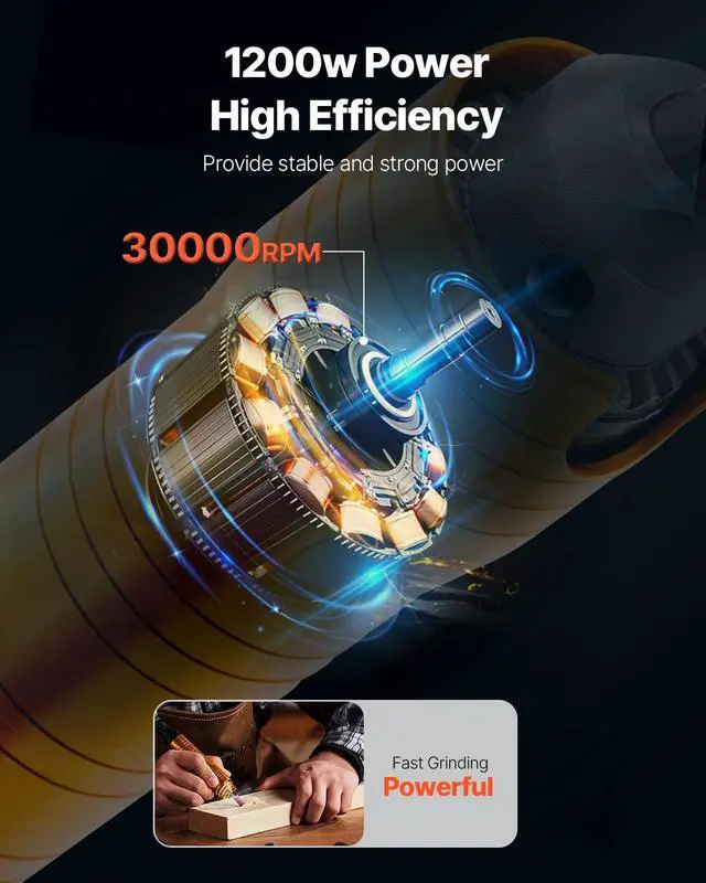 Alt view image 3 of 8 - VEVOR Flex Shaft Grinder, 1200W 30,000RPM Electric Flex Shaft Rotary Tool Carver, Multi-functional Hanging Grinding Machine with 31PCS Accessories & Foot Pedal for Carving Buffing Drilling Polishing