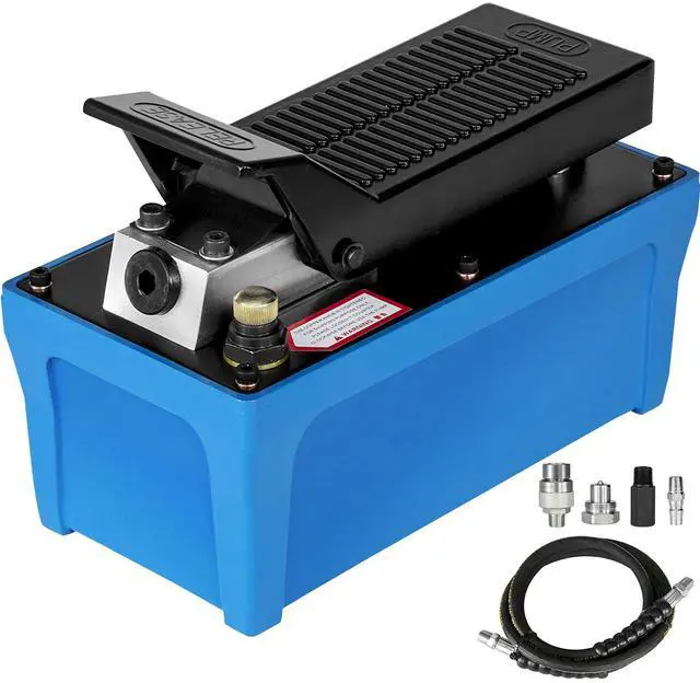 Main image of Air Hydraulic Pump 10000 PSI Air Over Hydraulic Pump 1/2 Gal Reservoir Air Treadle Foot Actuated Hydraulic Pump 3/8" NPT with 6.56 ft Hose 2 Connector Single Acting for Car Repair (Blue)