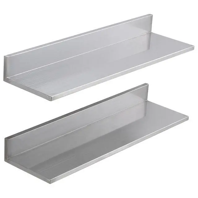 Alt view image 8 of 14 - VEVOR 8.6" x 30" Stainless Steel Shelf, Wall Mounted Floating Shelving with Backsplash, 44 lbs Load Capacity Commercial Shelves, Heavy Duty Storage Rack for Restaurant, Kitchen, Bar, Home, and Hotel