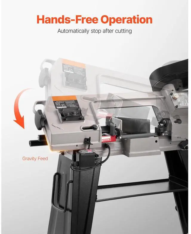 Alt view image 7 of 8 - VEVOR Metal Horizontal Band Saw, 4 in x 6 in Rectangular Cutting Capacity, 110V Metal Vertical Cutting Bandsaw with 550W Motor, 0-45° Angle Adjustment, Variable Speed, for Metal, Wood, and Plastic