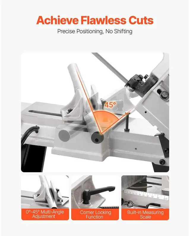 Alt view image 5 of 8 - VEVOR Metal Horizontal Band Saw, 4 in x 6 in Rectangular Cutting Capacity, 110V Metal Vertical Cutting Bandsaw with 550W Motor, 0-45° Angle Adjustment, Variable Speed, for Metal, Wood, and Plastic