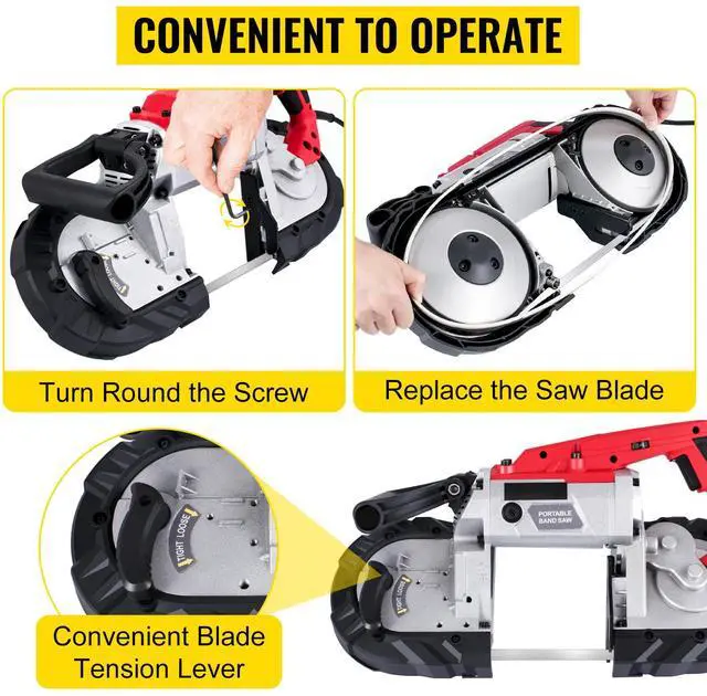 Alt view image 7 of 8 - VEVOR Portable Band Saw, 110V Removable Alloy Steel Base Cordless Band Saw, 5 Inch Cutting Capacity Hand held Band Saw,Variable Speed Portable Bandsaw, 10Amp Motor Deep Cut Band saw for Metal Wood