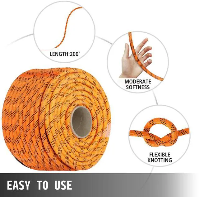 Alt view image 3 of 6 - Polyester Rope 9/16" x 200', Load and Pulling Rope, 8600lbs Breaking Strength(Not suitable for rocking climbing, mountain climbing, hanging people, etc.)