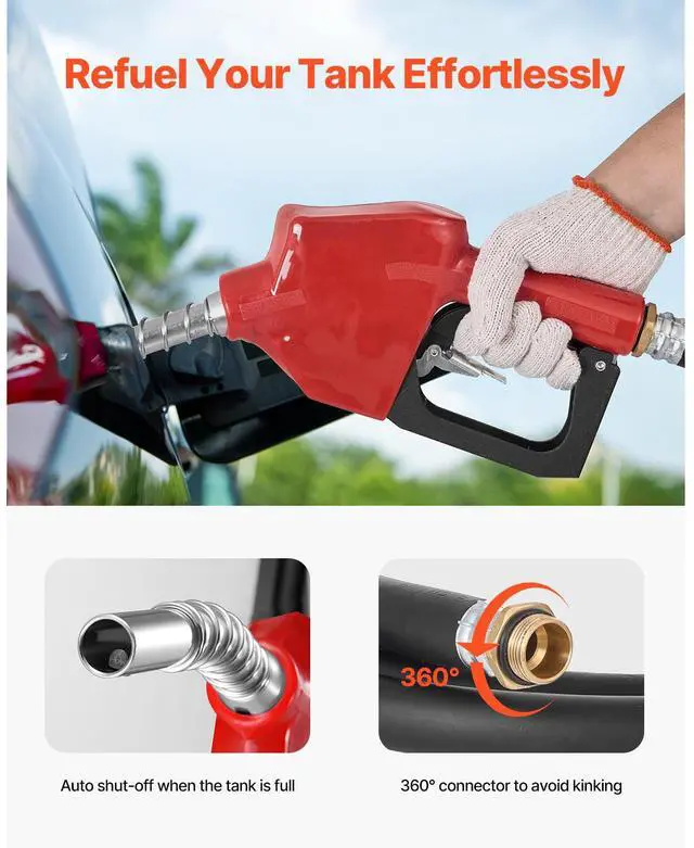 Alt view image 6 of 8 - VEVOR Portable Diesel & Gasoline Tank, 58 Gallon, 10 GPM Flow Rate, Diesel Fuel Tank with 12V Electric Transfer Pump, 13.1ft Hose, Auto Fueling Nozzle, Transfer Tank for Easy Fuel Transportation, Red