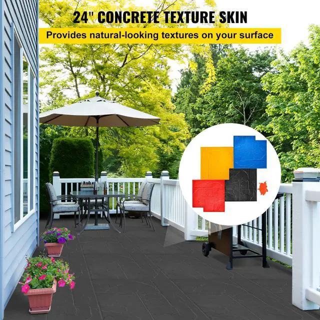 Alt view image 2 of 7 - Concrete Texturing Skin, 24\"x24\" Concrete Stamps Mats Set, Polyurethane Concrete Stamping Mats, Slate Concrete Stamps, 4 PCS Realistic Concrete Texture Mat, Concrete Stamps for Walls/Floors