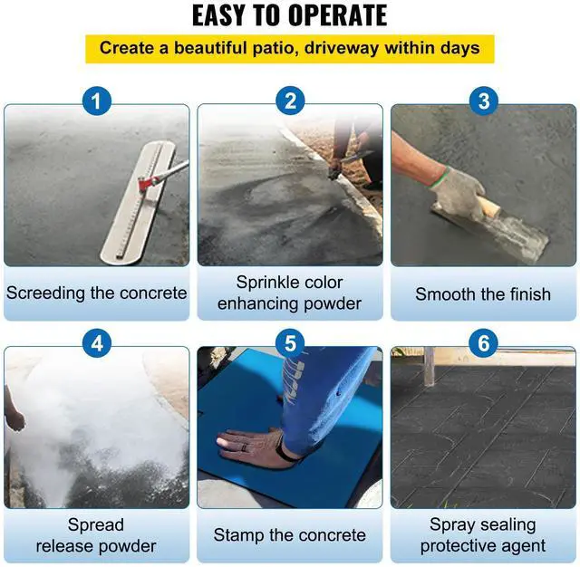 Alt view image 6 of 7 - Concrete Texturing Skin, 24\"x24\" Concrete Stamps Mats Set, Polyurethane Concrete Stamping Mats, Slate Concrete Stamps, 4 PCS Realistic Concrete Texture Mat, Concrete Stamps for Walls/Floors