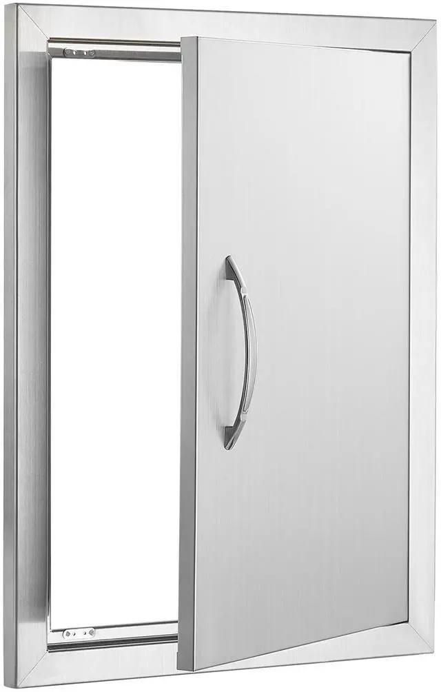 Alt view image 2 of 8 - VEVOR BBQ Access Door, 16W x 22H Inch Single Outdoor Kitchen Door, Stainless Steel Flush Mount Door, Wall Vertical Door with Handle, for BBQ Island, Grilling Station, Outside Cabinet