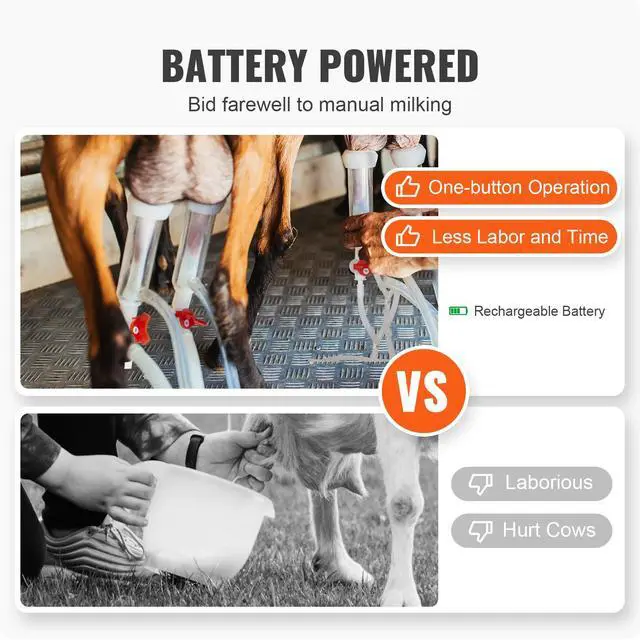 Alt view image 5 of 9 - VEVOR Goat Milking Machine, 3 L 304 Stainless Steel Bucket, Electric Automatic Pulsation Vacuum Milker, Portable Milker with Food-grade Silicone Cups and Tubes, Adjustable Suction for Sheep