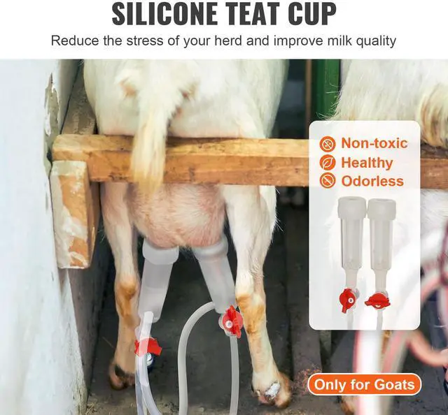Alt view image 7 of 9 - VEVOR Goat Milking Machine, 3 L 304 Stainless Steel Bucket, Electric Automatic Pulsation Vacuum Milker, Portable Milker with Food-grade Silicone Cups and Tubes, Adjustable Suction for Sheep