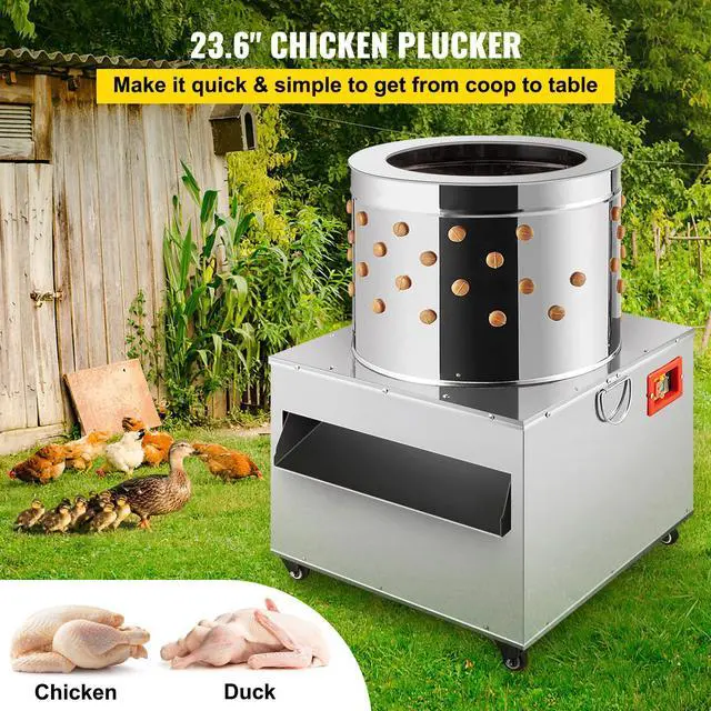 Alt view image 2 of 7 - Chicken Poultry Plucker 2200W 240R/min Turkey Chicken Poultry Plucking Machine 23.5inch Barrel Diameter Stainless Steel Feather Plucking Machine with Wheels Defeather Hair Removal Machine