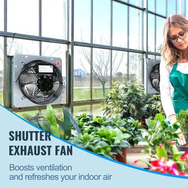 Alt view image 11 of 16 - VEVOR Shutter Exhaust Fan, 16'' with Speed Controller, AC-motor, 2000 CFM, No Assembly Required Wall Mount Attic Fan, Ventilation and Cooling for Greenhouses, Garages, Sheds, FCC Listed