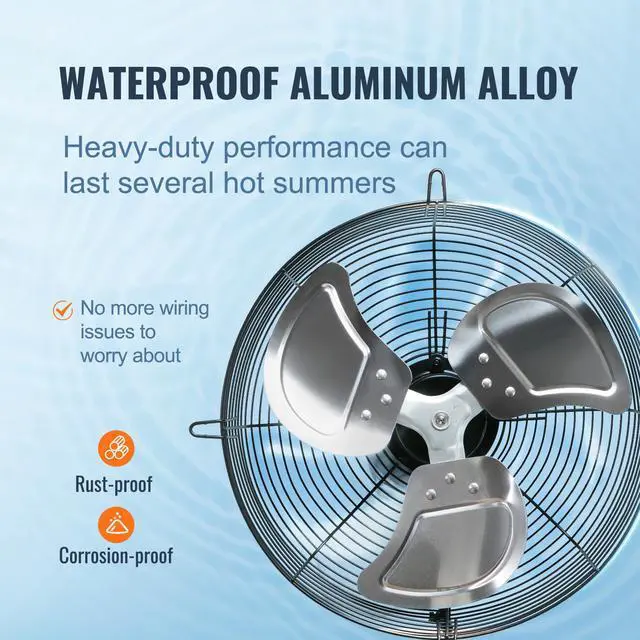 Alt view image 13 of 16 - VEVOR Shutter Exhaust Fan, 16'' with Speed Controller, AC-motor, 2000 CFM, No Assembly Required Wall Mount Attic Fan, Ventilation and Cooling for Greenhouses, Garages, Sheds, FCC Listed