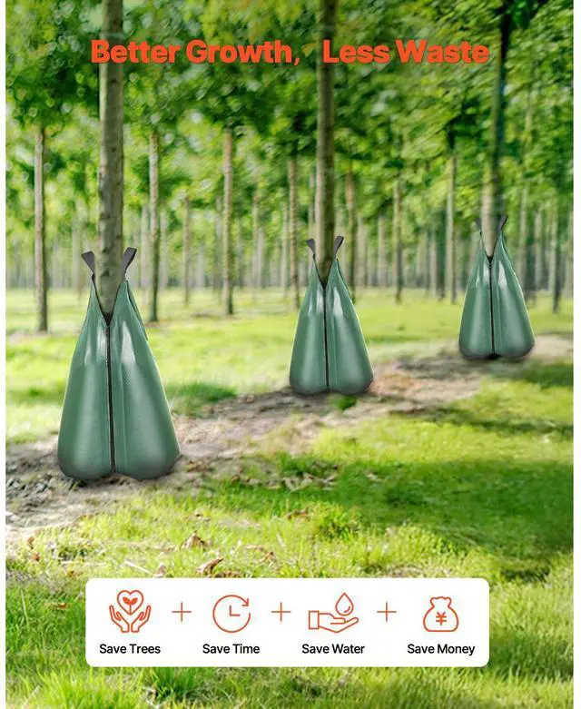 Alt view image 12 of 14 - VEVOR Tree Watering Bag Slow Release 4 Pack 20 Gallons, Water Bags for Trees, Refillable Tree Drip Irrigation Bags with Zipper, Durable Tree Watering System for Deep Root Targeting