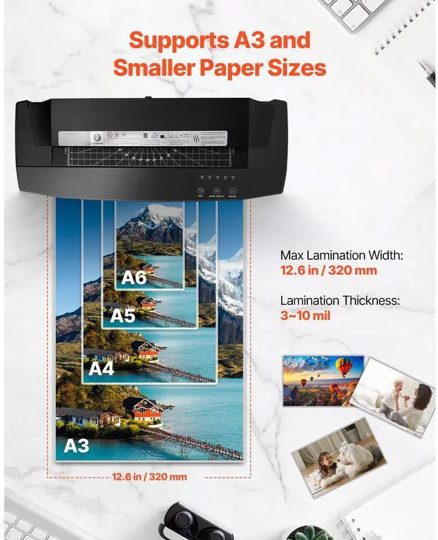Alt view image 10 of 14 - VEVOR Laminator Machine, Cold and Hot Laminator for Max A3 Paper Size, 1 min Quick Warm Portable Laminator, 3-10 mil Thickness, Ideal for Home, Office, Business, or School Supplies, Black