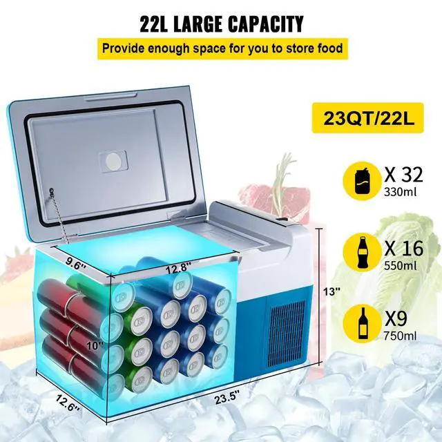 Alt view image 3 of 7 - Portable Refrigerator 23 Quart(22 Liter),12 Volt Refrigerator App Control(-4~68), Car Refrigerator Electric Compressor Cooler with 12/24v DC & 110-240v AC for Camping, Travel, Fishing, Outdoor