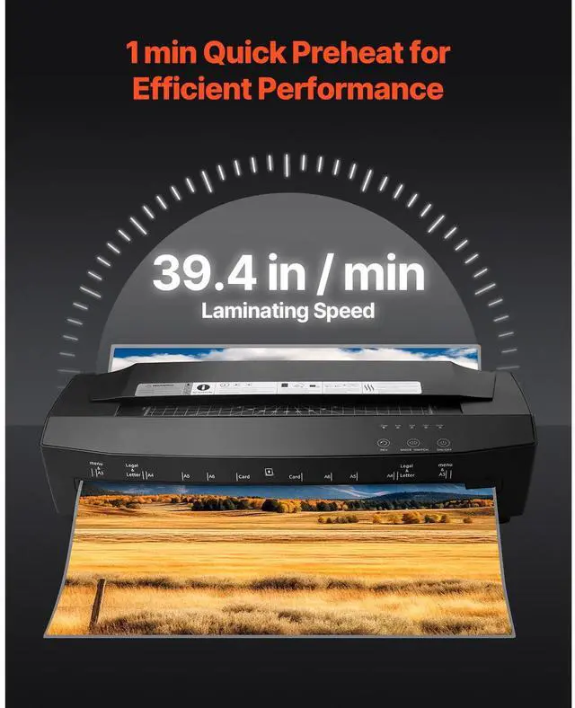 Alt view image 11 of 14 - VEVOR Laminator Machine, Cold and Hot Laminator for Max A3 Paper Size, 1 min Quick Warm Portable Laminator, 3-10 mil Thickness, Ideal for Home, Office, Business, or School Supplies, Black