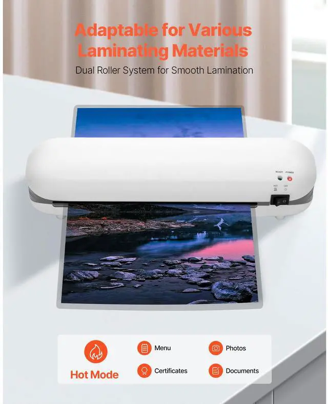 Alt view image 3 of 8 - VEVOR Laminator Machine, Thermal Laminator for Max A4 Paper Size, 3-4 min Quick Warm Portable Laminator, 3-5 mil Thickness, Ideal for Home, Office, Business, or School Supplies, White + Grey
