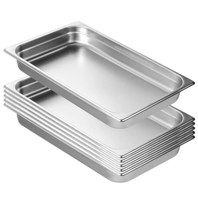 Alt view image 8 of 14 - VEVOR 6 Pack Hotel Pans, Full Size Anti-Jam Steam Pan, 0.8mm Thick Stainless Steel Restaurant Steam Table Pan, 2.5-Inch Deep Commercial Table Pan, Catering Storage Food Pan, for Industrial & Scientifi