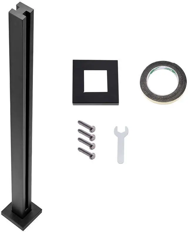 Alt view image 8 of 14 - VEVOR Glass Clamp, 41.34" Height Glass Railing Bracket for 0.39 "-0.47 " Thickness Tempered Glass, 304 Stainless Steel Glass Mounting Clamp, Glass Shelf Bracket for Balcony, Garden, Deck, Stair, Black