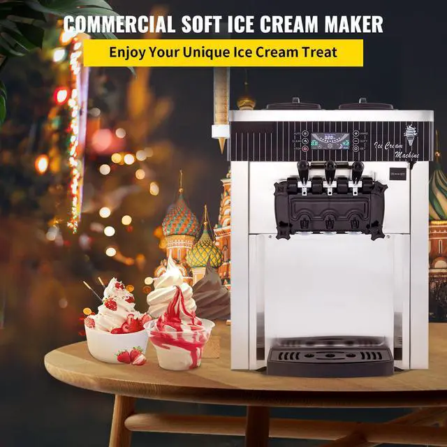 Alt view image 2 of 7 - Commercial Ice Cream Machine 5.3 to 7.4Gal per Hour Soft Serve with LED Display Auto Clean 3 Flavors Perfect for Restaurants Snack Bar, 2200W, Sliver