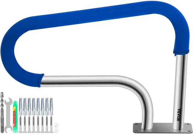 Alt view image 2 of 8 - VEVOR Pool Handrail, 32 x 22.5 Swimming Pool Stair Rail, 304 Stainless Steel Stair Pool Hand Rail Rated 375lbs Load Capacity, Pool Rail with Quick Mount Base Plate, and Complete Mounting Accessories