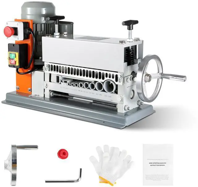 Alt view image 9 of 15 - VEVOR Automatic Wire Stripping Machine, 0.06''-1.42'' Electric Motorized Cable Stripper, 370 W, 88 ft/min Wire Peeler with An Extra Manual Crank, 11 Channels for Scrap Copper Recycling