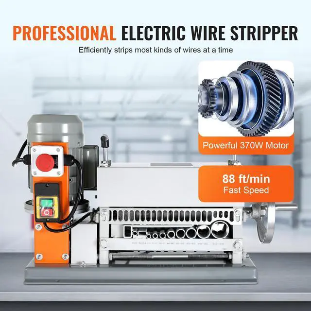 Alt view image 10 of 15 - VEVOR Automatic Wire Stripping Machine, 0.06''-1.42'' Electric Motorized Cable Stripper, 370 W, 88 ft/min Wire Peeler with An Extra Manual Crank, 11 Channels for Scrap Copper Recycling