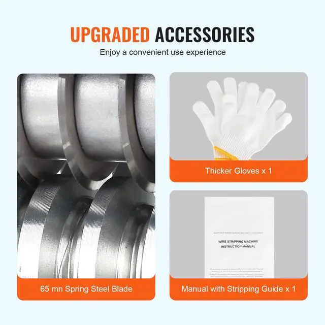 Alt view image 14 of 15 - VEVOR Automatic Wire Stripping Machine, 0.06''-1.42'' Electric Motorized Cable Stripper, 370 W, 88 ft/min Wire Peeler with An Extra Manual Crank, 11 Channels for Scrap Copper Recycling