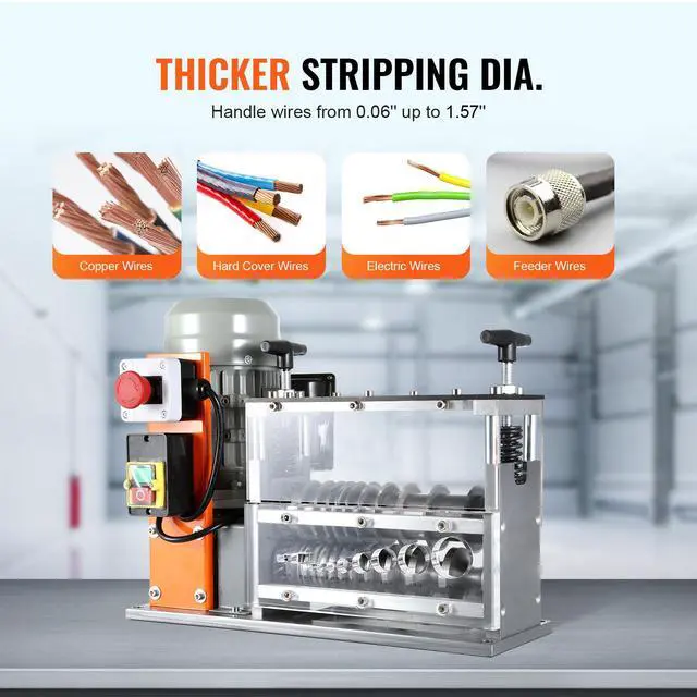 Alt view image 12 of 15 - VEVOR Automatic Wire Stripping Machine, 0.06''-1.26'' Electric Motorized Cable Stripper, 750 W, 98 ft/min Wire Peeler with Visible Stripping Depth Reference, 10 Channels for Scrap Copper Recycling