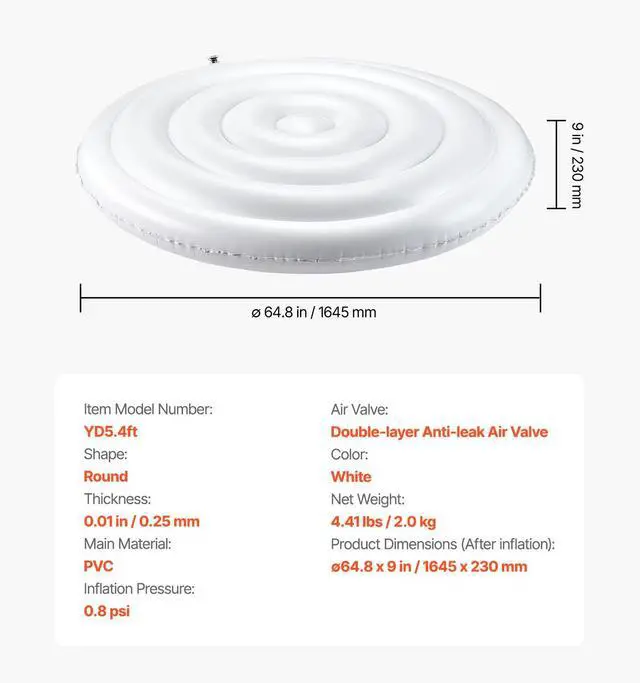 Alt view image 14 of 14 - Inflatable Hot Tub Cover 5.4ft Round Lid Weatherproof and Waterproof White