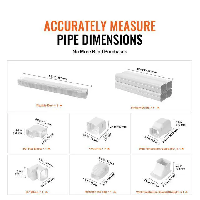 Alt view image 9 of 14 - VEVOR Mini Split Line Set Cover 3-inch W 17.6Ft L, PVC Decorative Pipe Line Cover For Air Conditioner with 4 Straight Ducts & Full Components Easy to Install, Paintable for Heat Pumps, White