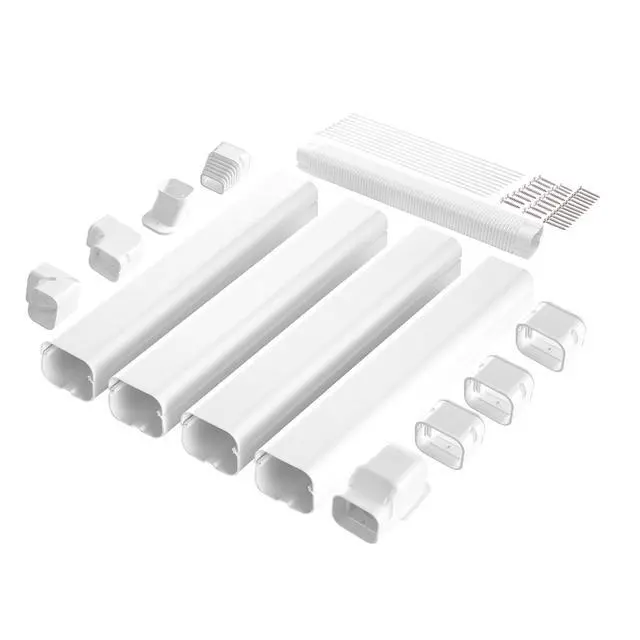 Alt view image 8 of 14 - VEVOR Mini Split Line Set Cover 3-inch W 17.6Ft L, PVC Decorative Pipe Line Cover For Air Conditioner with 4 Straight Ducts & Full Components Easy to Install, Paintable for Heat Pumps, White
